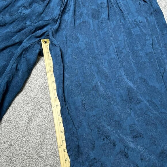 Chico's Pants Womens 2 US Large Blue Jacquard Wide Leg Palazzo Pull-On Culottes - Picture 11 of 13